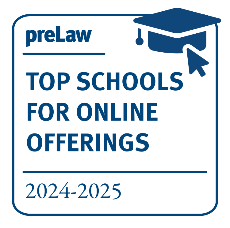 preLaw Badge Top School for Online Offerings 2024-25