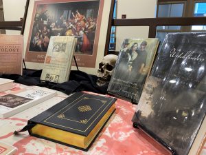 Various books displayed on a table
