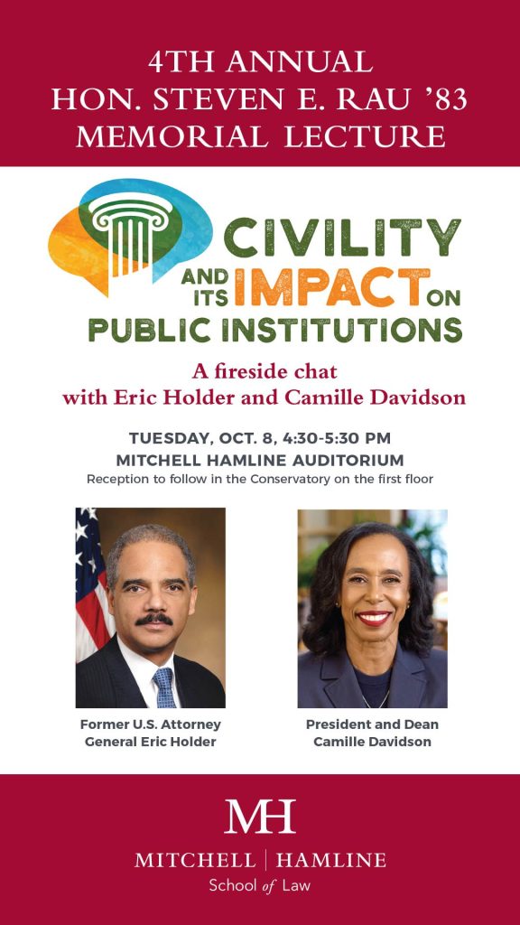 Rau Lecture Eric Holder – News and Events | Mitchell Hamline School of Law