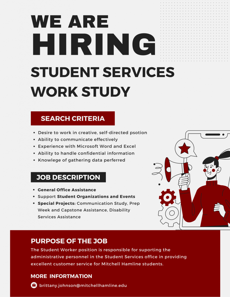 We are hiring student services work study